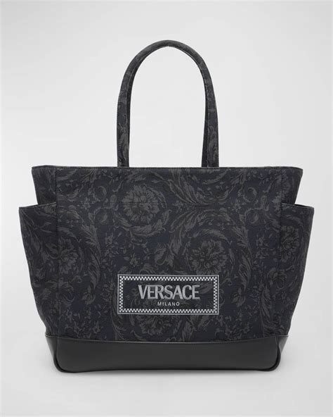 black versace diaper bag|Versace barocco jacquard tote bag.